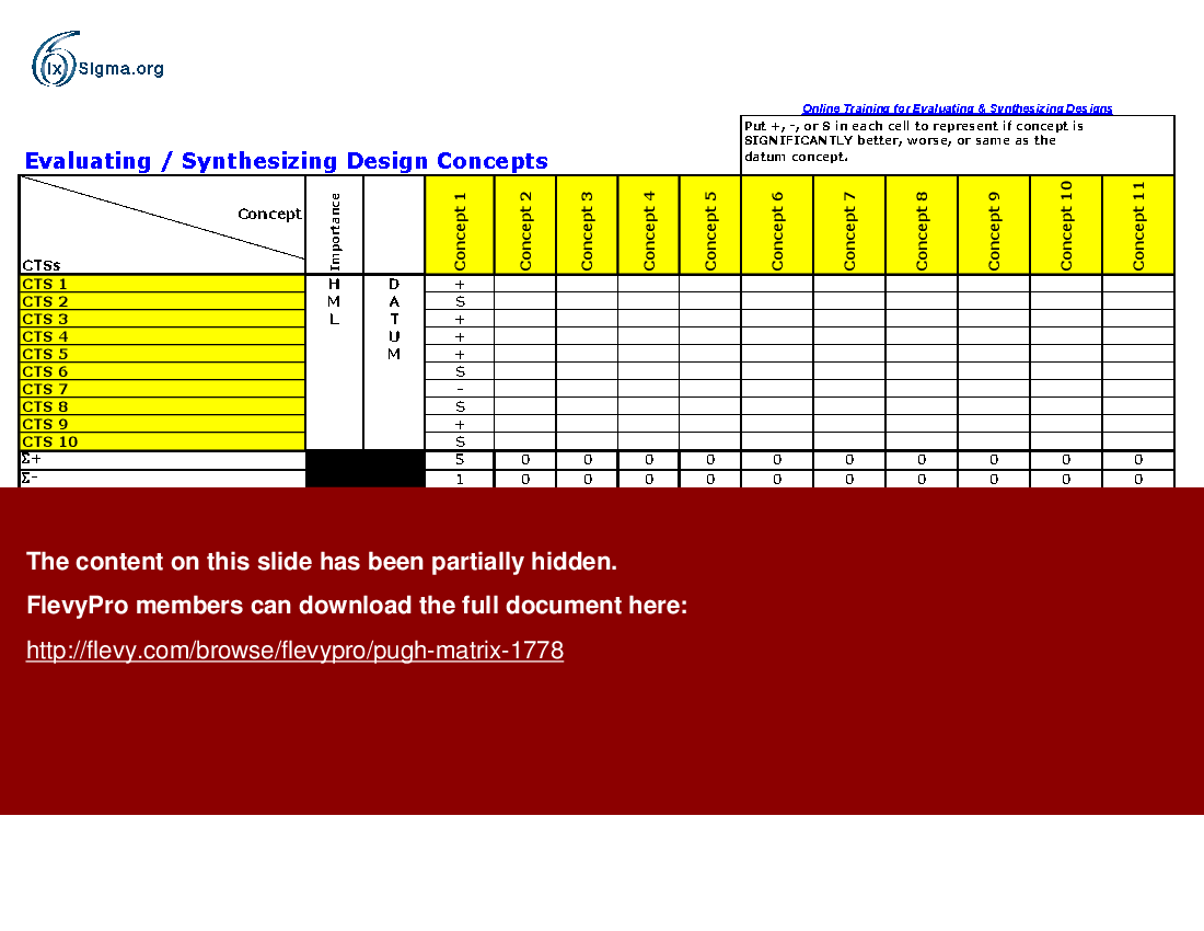 Pugh Matrix Example Pdf