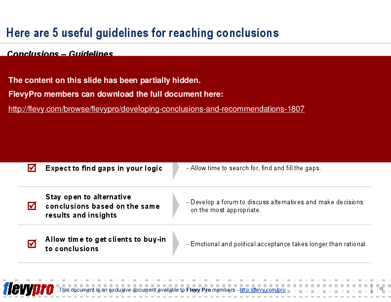 This is a partial preview of Developing Conclusions and Recommendations (21-slide PowerPoint presentation (PPT)). Full document is 21 slides. 