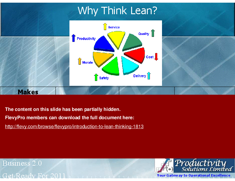 Introduction to Lean Thinking (15-slide PPT PowerPoint presentation (PPT)) Preview Image