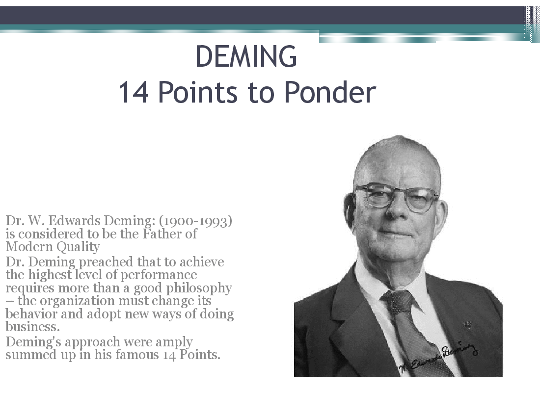This is a partial preview of 14 Points to Ponder (Deming) (24-slide PowerPoint presentation (PPT)). Full document is 24 slides. 