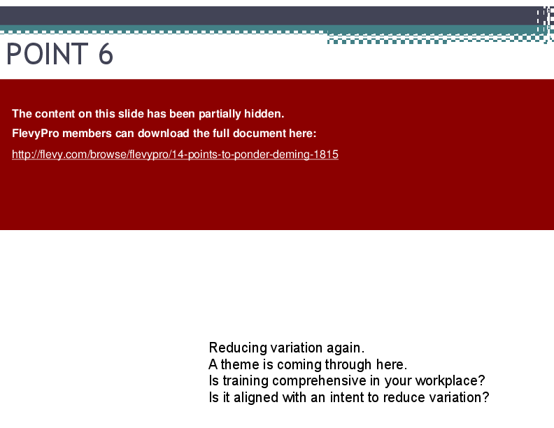 This is a partial preview of 14 Points to Ponder (Deming) (24-slide PowerPoint presentation (PPT)). Full document is 24 slides. 