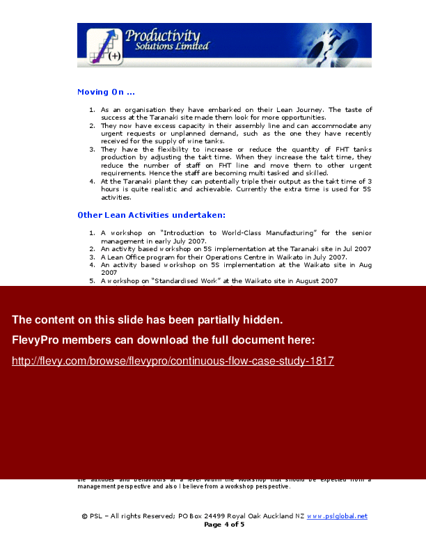 Continuous Flow Case Study (5-page PDF document) Preview Image