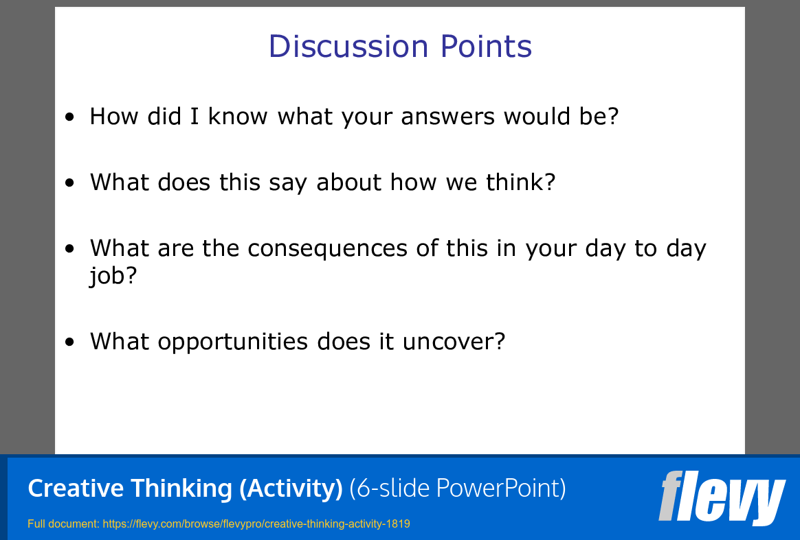 Creative Thinking (Activity) (6-slide PPT PowerPoint presentation (PPT)) Preview Image