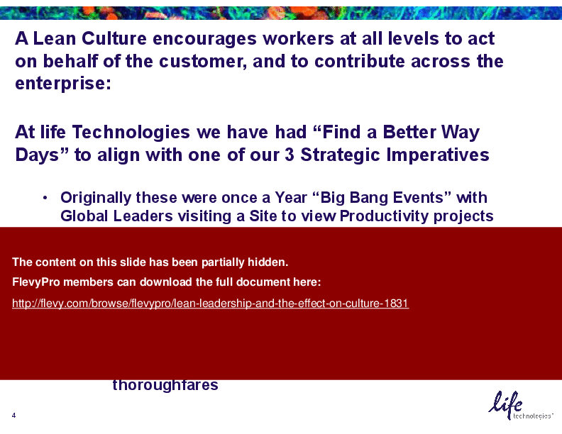 This is a partial preview of Lean Leadership and the Effect on Culture (9-slide PowerPoint presentation (PPT)). Full document is 9 slides. 