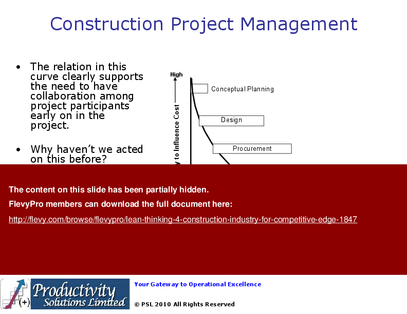 Lean Thinking 4 Construction Industry for Competitive Edge (29-slide PPT PowerPoint presentation (PPT)) Preview Image