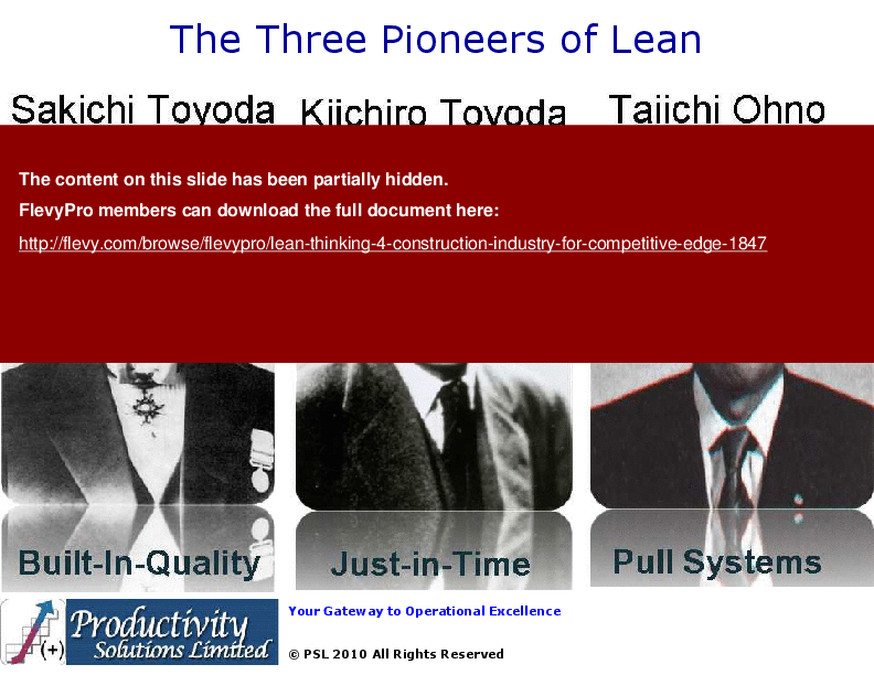 This is a partial preview of Lean Thinking 4 Construction Industry for Competitive Edge (29-slide PowerPoint presentation (PPT)). Full document is 29 slides. 
