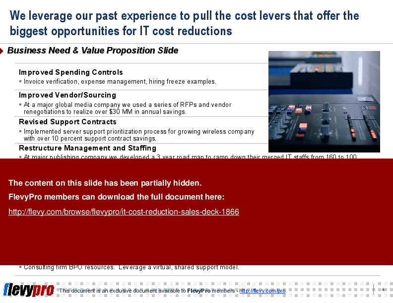 This is a partial preview of IT Cost Reduction Sales Deck (10-slide PowerPoint presentation (PPT)). Full document is 10 slides. 