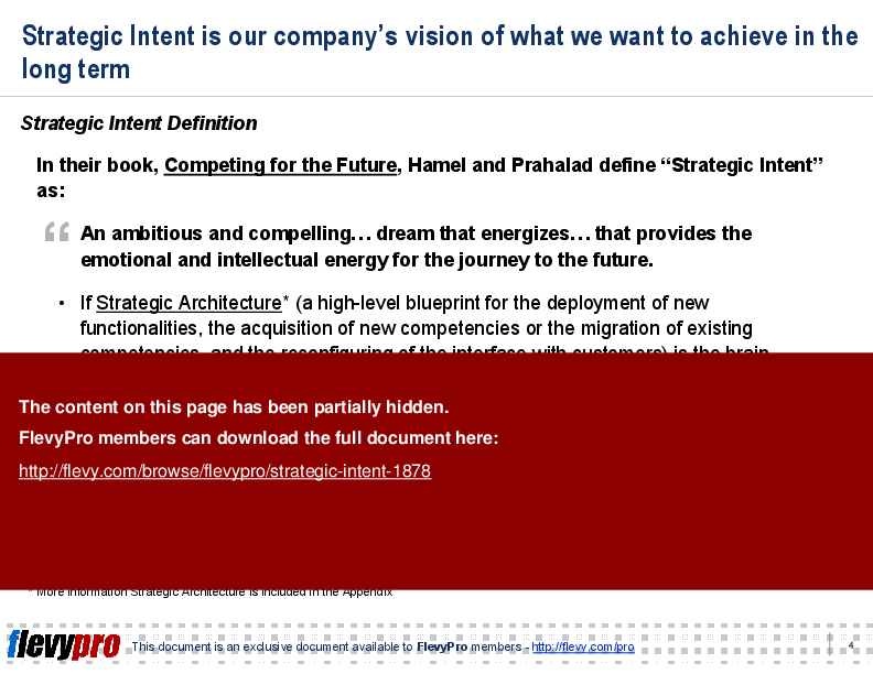 This is a partial preview of Strategic Intent (17-slide PowerPoint presentation (PPT)). Full document is 17 slides. 