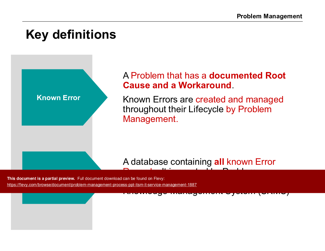 This is a partial preview of Problem Management Process PPT (ITSM, IT Service Management) (27-slide PowerPoint presentation (PPTX)). Full document is 27 slides. 
