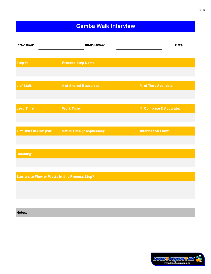 Gemba Walk Template Excel