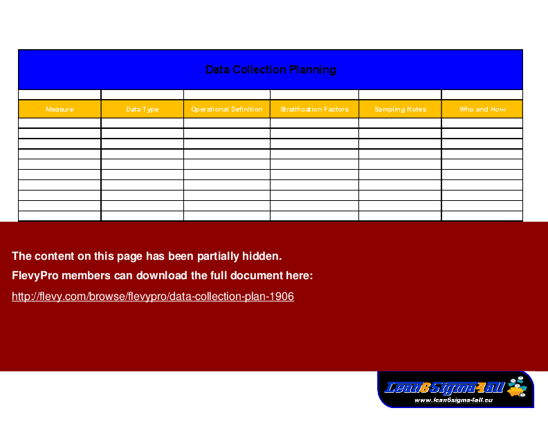 Data Collection Plan (Excel template (XLS)) Preview Image