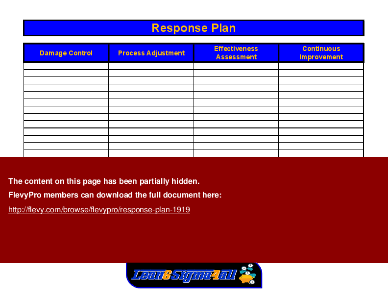 Response Plan (Excel template (XLS)) Preview Image
