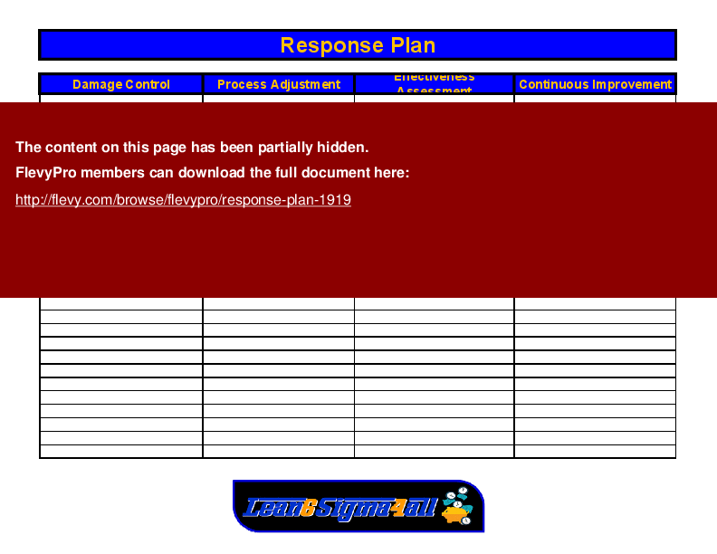 Response Plan (Excel template (XLS)) Preview Image