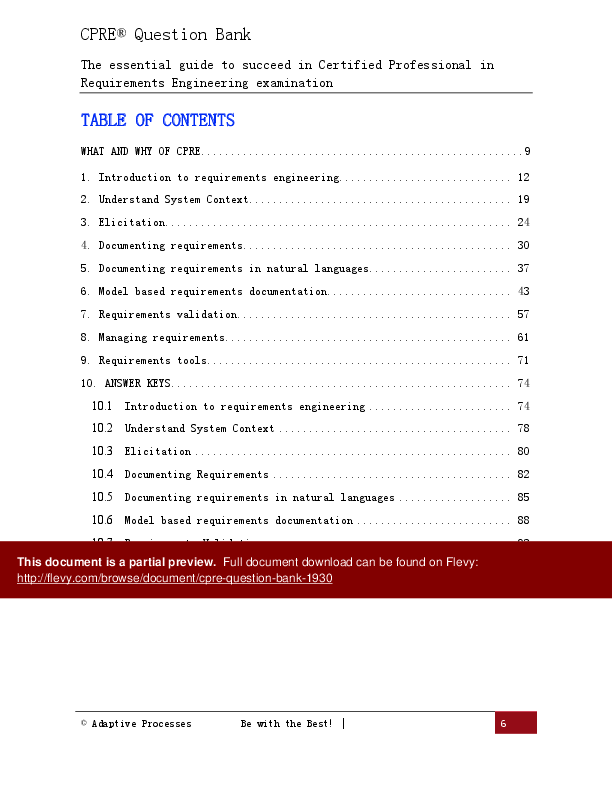 CPRE Question Bank (103-page PDF document) Preview Image