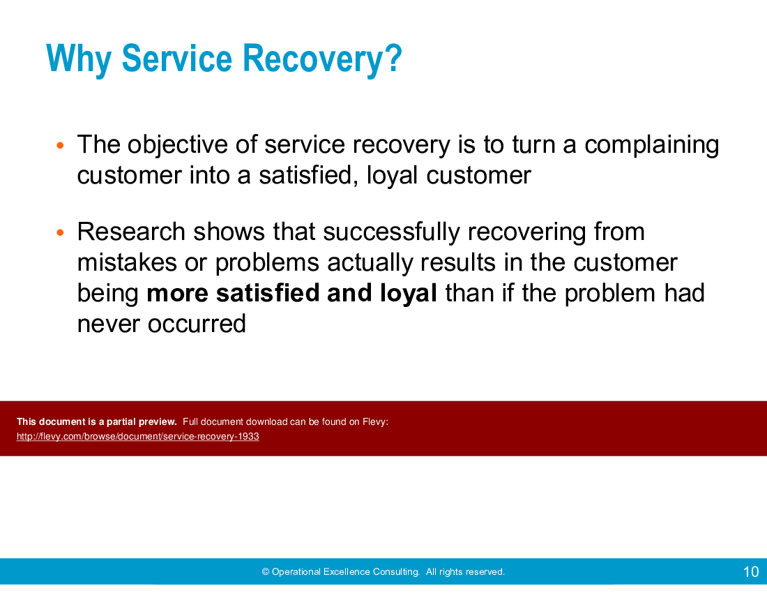This is a partial preview of Service Recovery (67-slide PowerPoint presentation (PPTX)). Full document is 67 slides. 