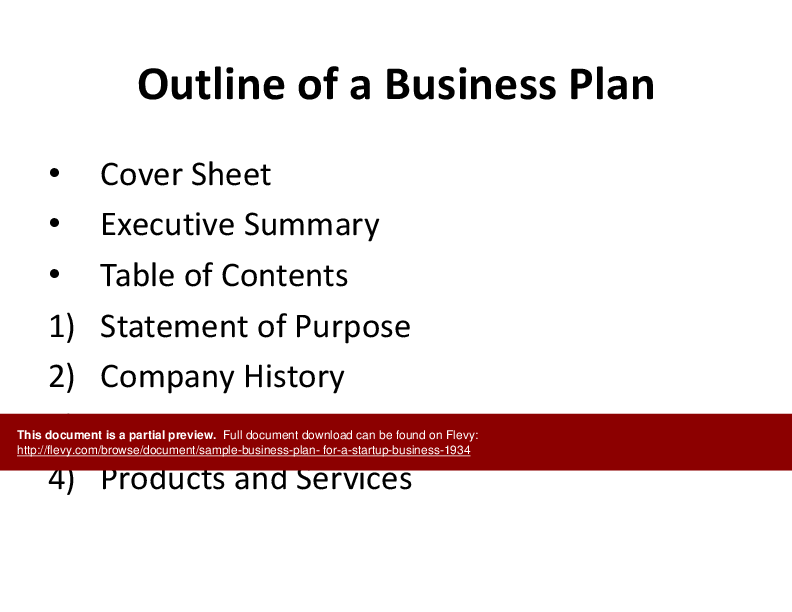 This is a partial preview of Sample Business Plan for a Startup Business (57-slide PowerPoint presentation (PPT)). Full document is 57 slides. 