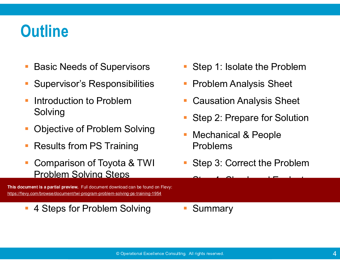 This is a partial preview of TWI Program: Problem Solving (PS) Training (59-slide PowerPoint presentation (PPTX)). Full document is 59 slides. 