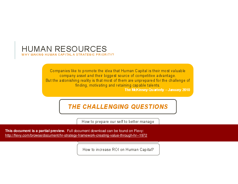 This is a partial preview of Human Resources Strategy Framework: Business Value Creation (101-slide PowerPoint presentation (PPTX)). Full document is 101 slides. 