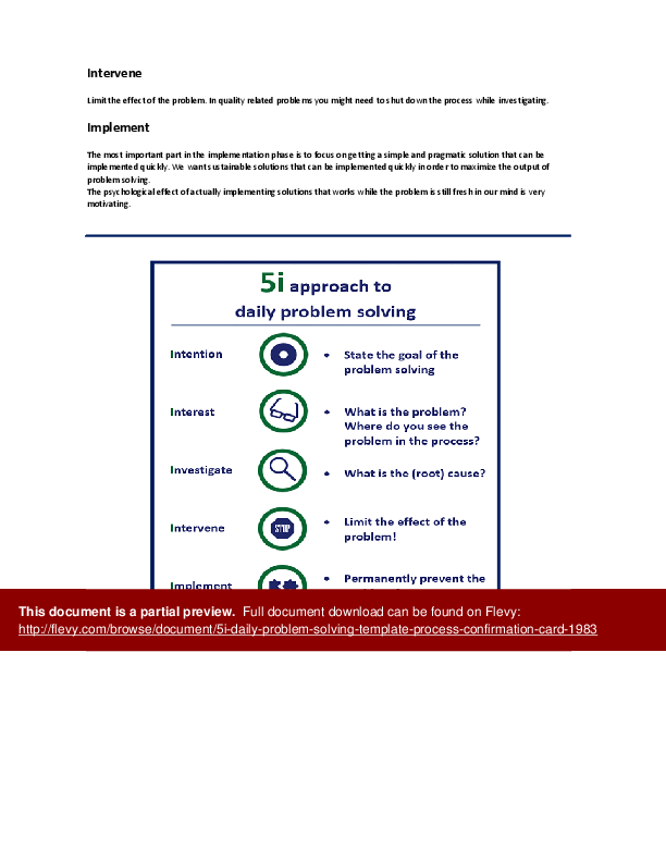 5i Daily Problem Solving Template + Process Confirmation Card () Preview Image