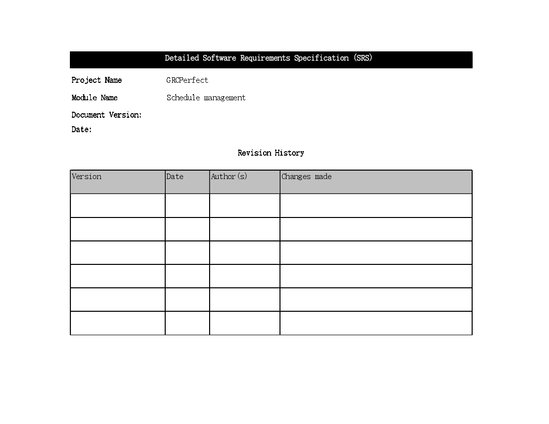 Software Requirements Specification Template (Excel template (XLSX)) Preview Image