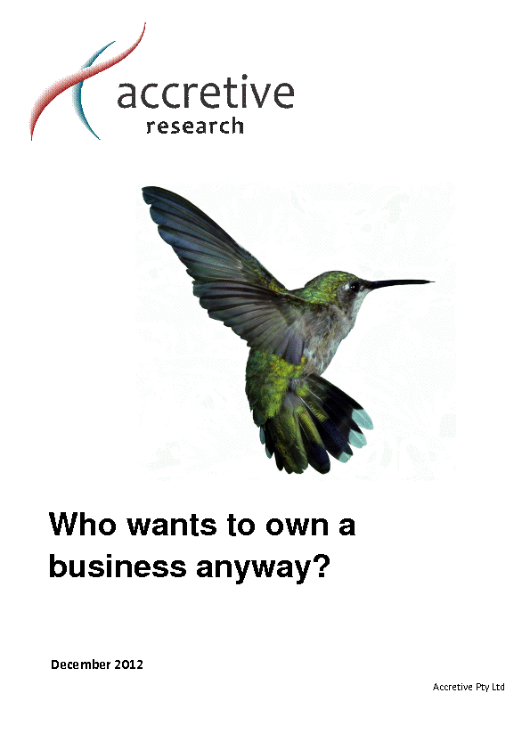 This is a partial preview of Who Wants to Own a Business Anyway? Small Business Ownership Trends (26-page PDF document). Full document is 26 pages. 