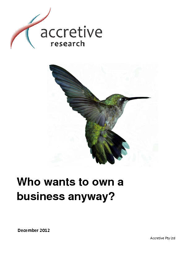 Who Wants to Own a Business Anyway? Small Business Ownership Trends (26-page PDF document) Preview Image