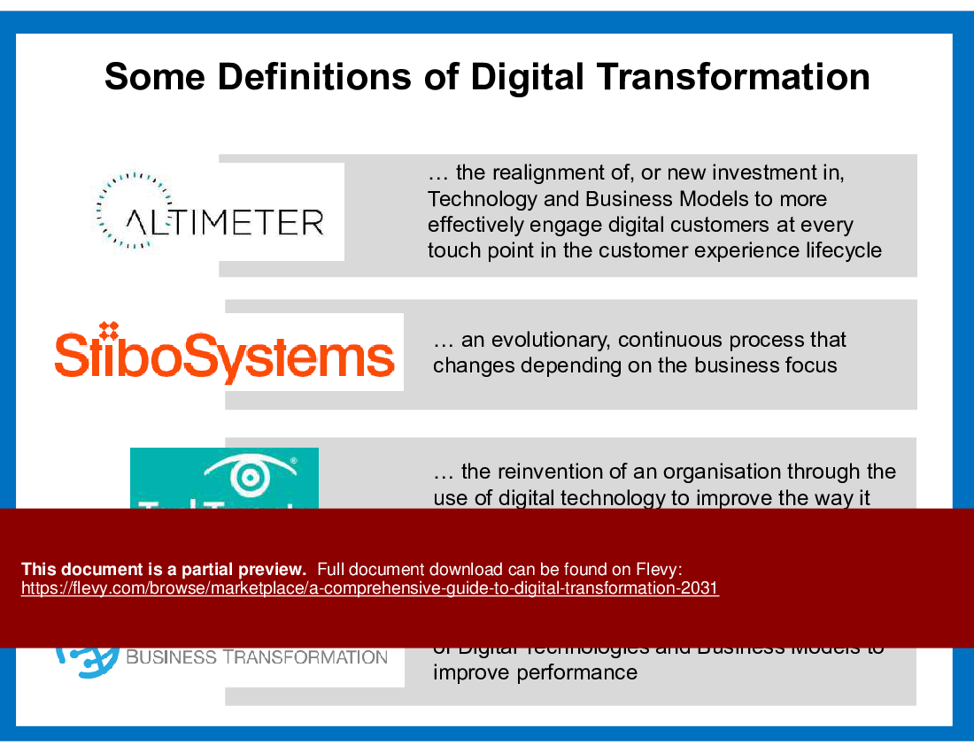 This is a partial preview of A Comprehensive Guide to Digital Transformation (173-slide PowerPoint presentation (PPT)). Full document is 173 slides. 