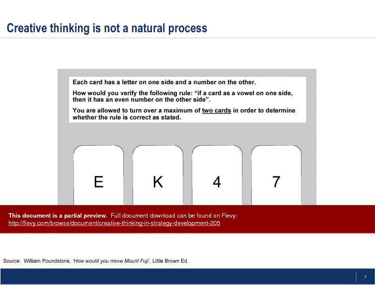 This is a partial preview of Creative Thinking in Strategy Development (39-slide PowerPoint presentation (PPT)). Full document is 39 slides. 