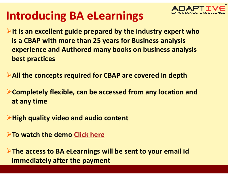 BABoK based e-Learning  (system based access) (3-slide PPT PowerPoint presentation (PPTX)) Preview Image