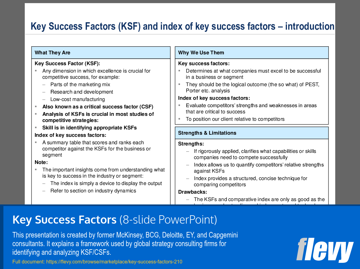 This is a partial preview of Key Success Factors. Full document is 8 slides. 