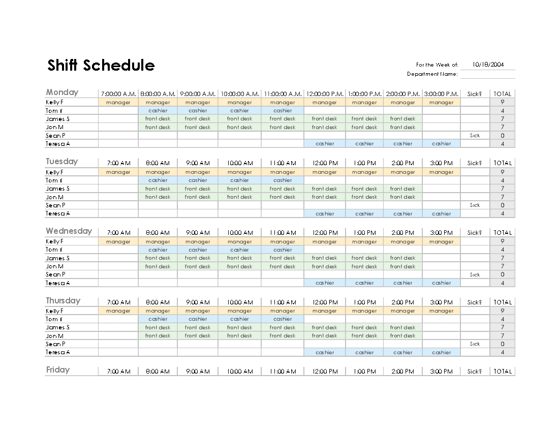 Excel Template: Employee Shift Schedule Template (Excel template (XLS ...