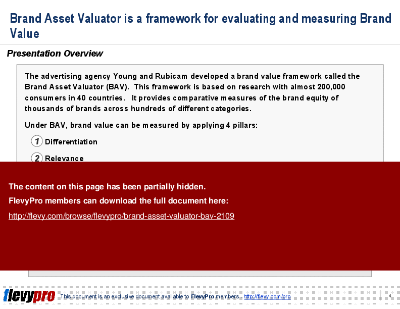 This is a partial preview of Brand Asset Valuator (BAV). Full document is 31 slides. 