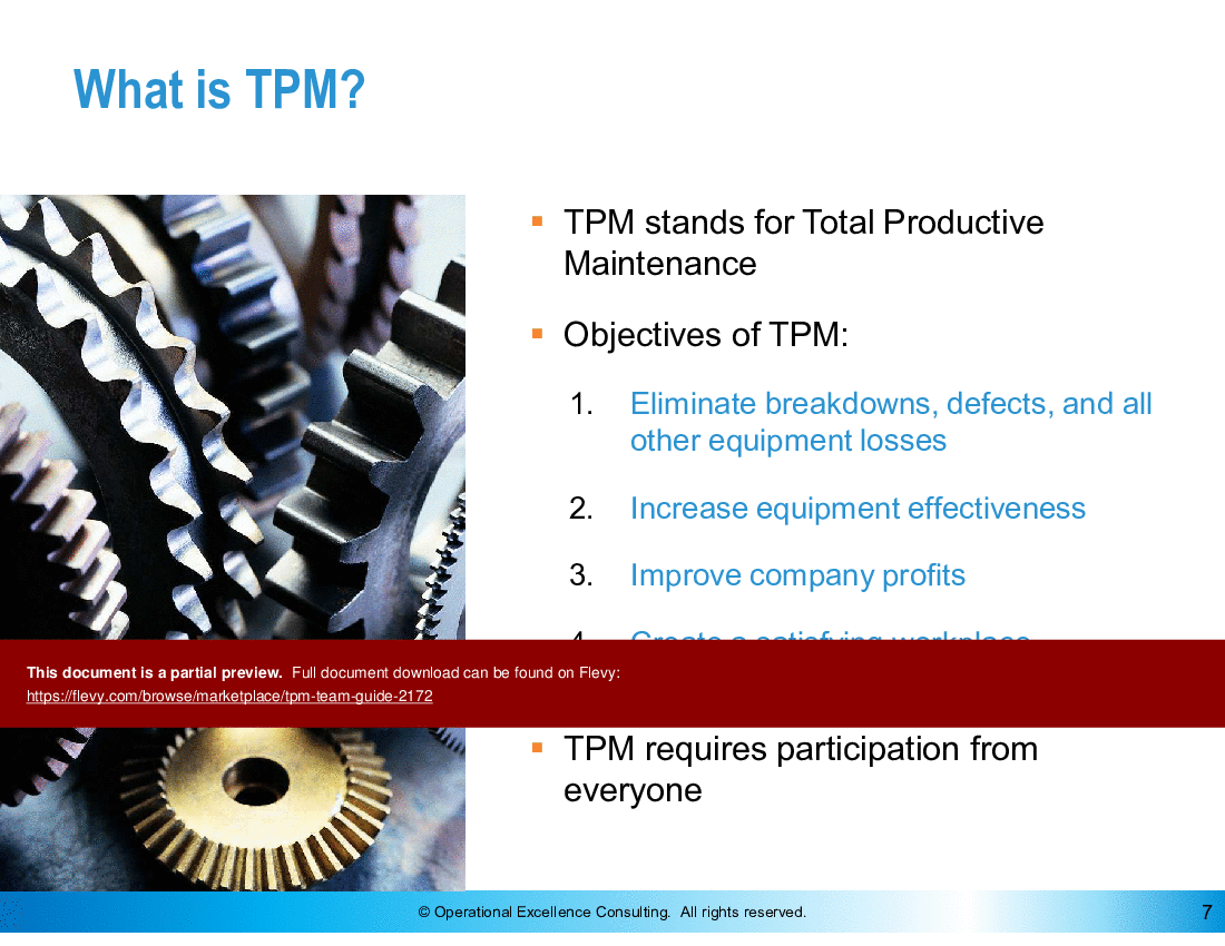 This is a partial preview of TPM Team Guide (150-slide PowerPoint presentation (PPTX)). Full document is 150 slides. 