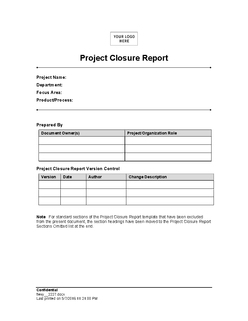 Simple Project Closure Report Example