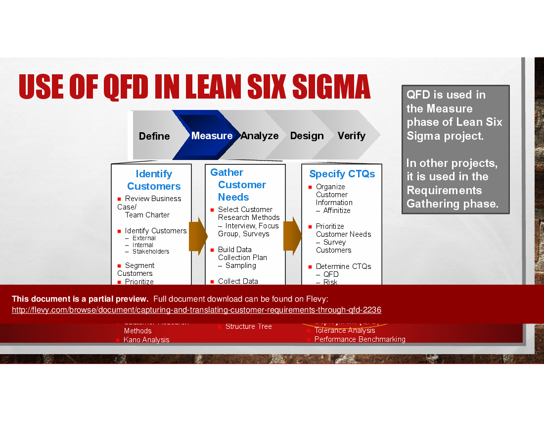 This is a partial preview of Capturing and Translating Customer Requirements through QFD (107-slide PowerPoint presentation (PPTX)). Full document is 107 slides. 