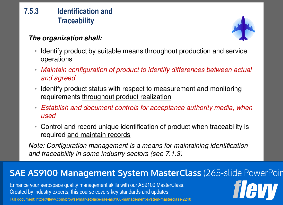 SAE AS9100 Management System MasterClass (265-slide PPT PowerPoint presentation slide deck (PPT)) Preview Image