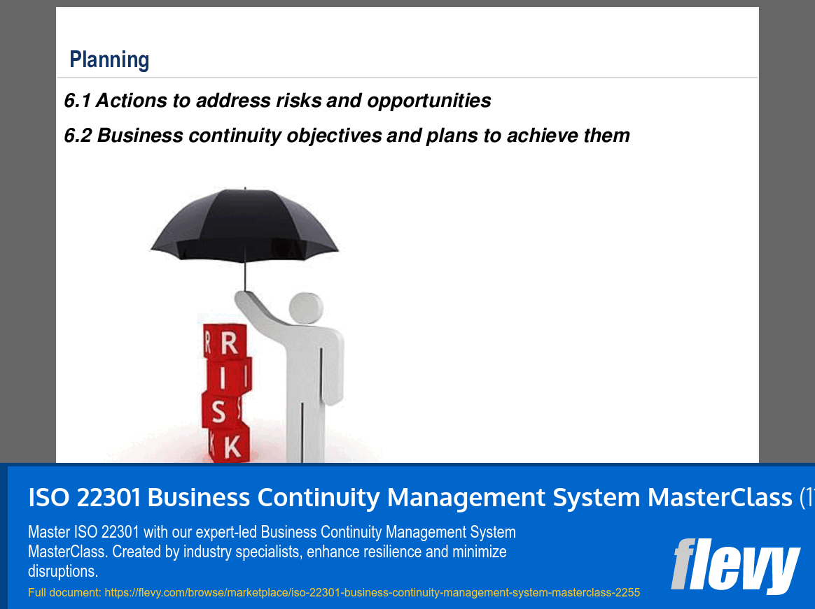 ISO 22301 Business Continuity Management System MasterClass (112-slide PPT PowerPoint presentation slide deck (PPT)) Preview Image