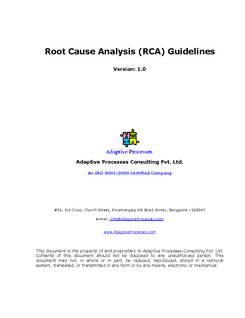 Root Cause Analysis Guidelines