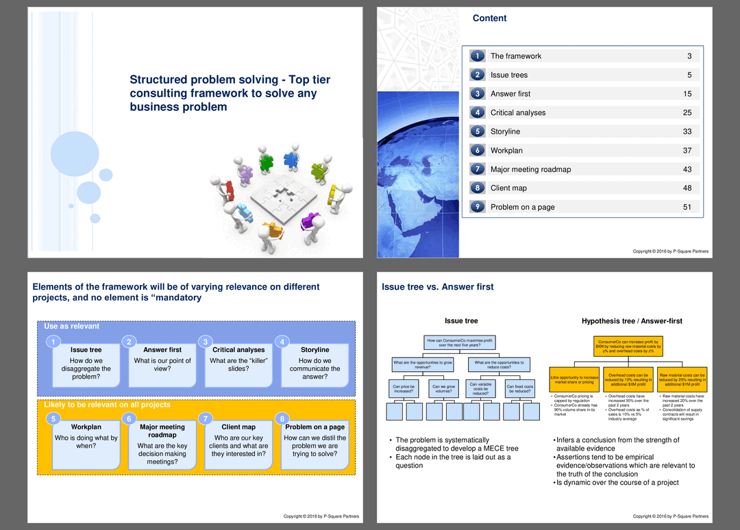 Structured Problem Solving - Top Tier Consulting Framework (57-slide PPT PowerPoint presentation (PPT)) Preview Image