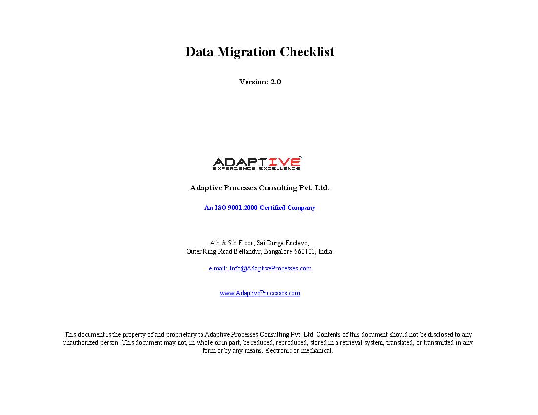 Data Migration Checklist (Excel template (XLS)) Preview Image