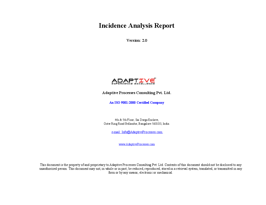 Incidence Analysis Report Template (Excel template (XLS)) Preview Image