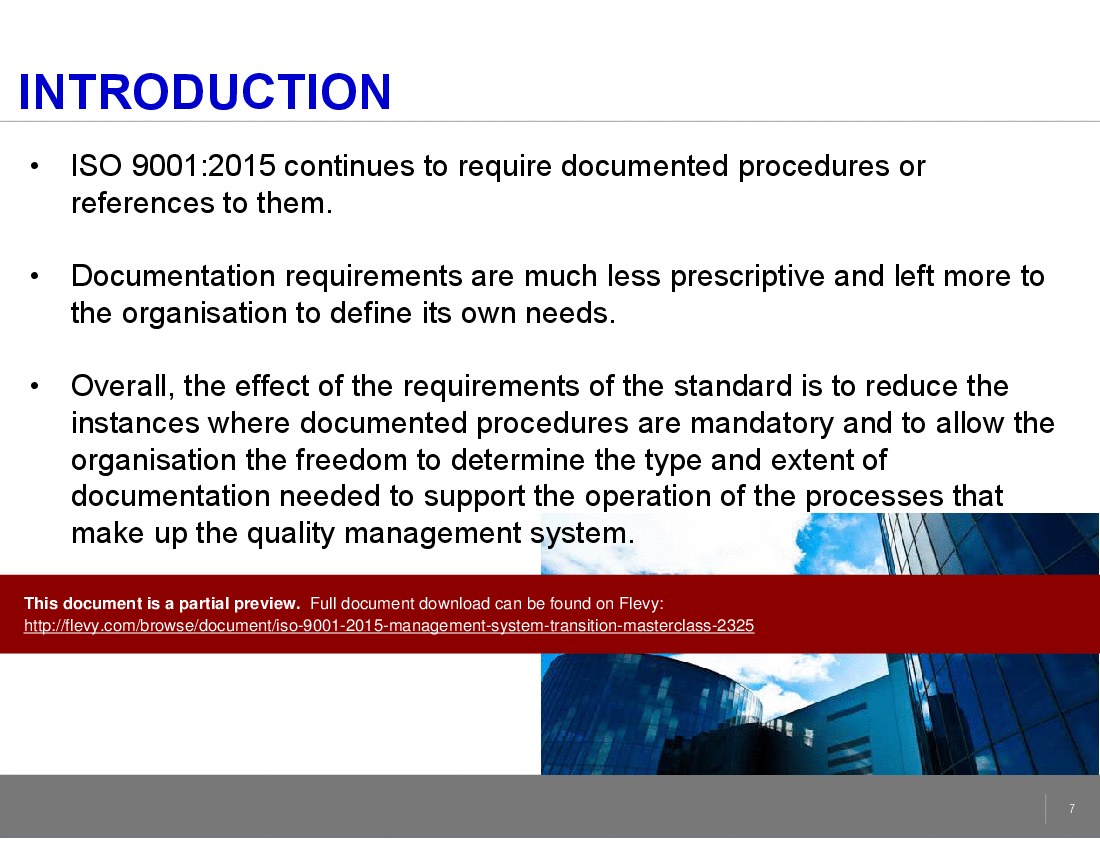This is a partial preview of ISO 9001:2015 Management System Transition MasterClass (105-slide PowerPoint presentation (PPT)). Full document is 105 slides. 
