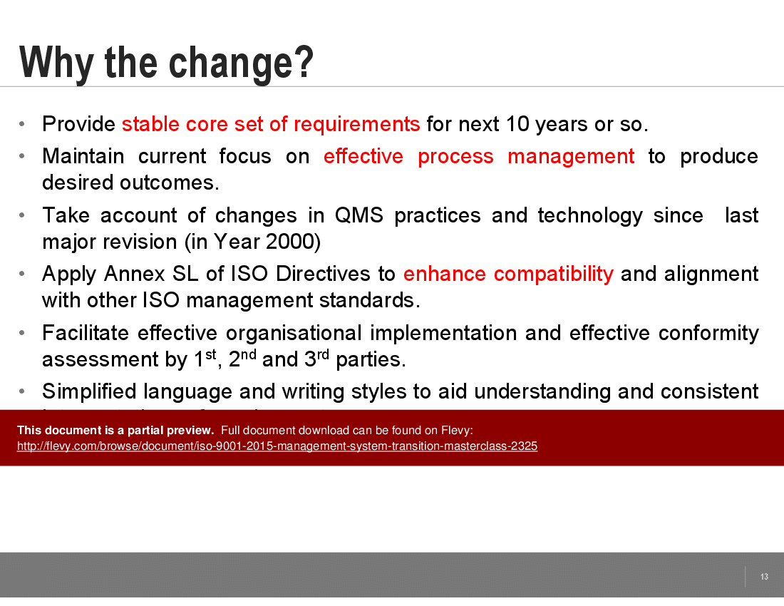 ISO 9001:2015 Management System Transition MasterClass (105-slide PowerPoint presentation (PPT)) Preview Image