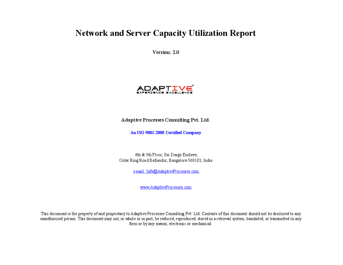 Network and Server Capacity Utilization Report