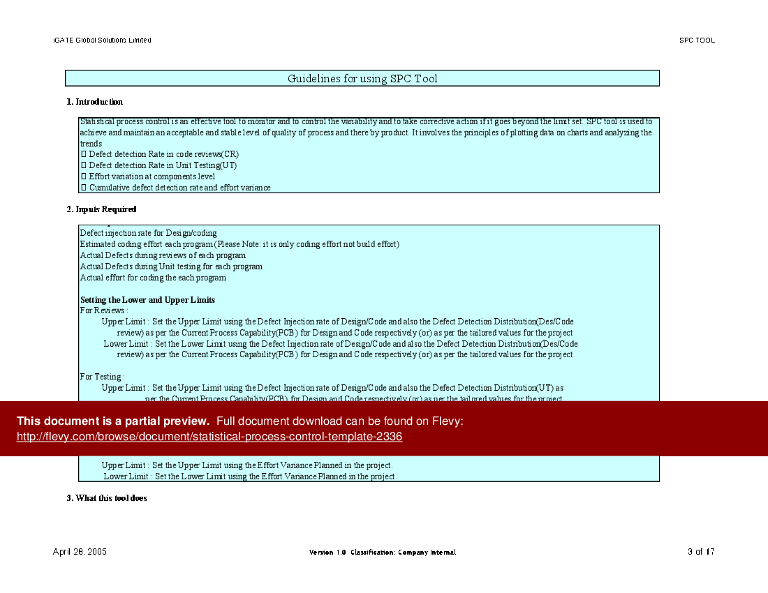 Statistical Process Control Template (Excel template (XLS)) Preview Image