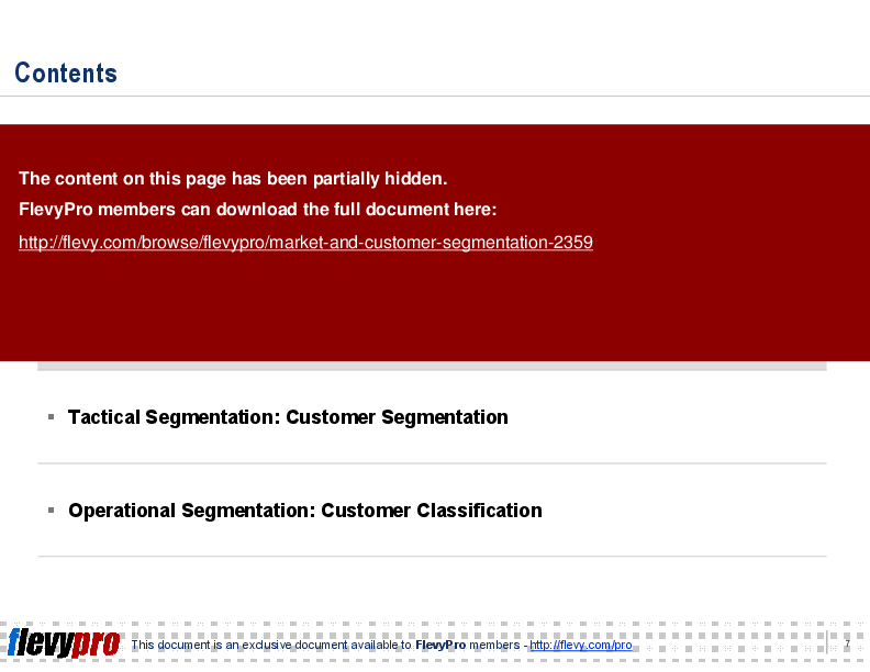 This is a partial preview of Market and Customer Segmentation. Full document is 18 slides. 