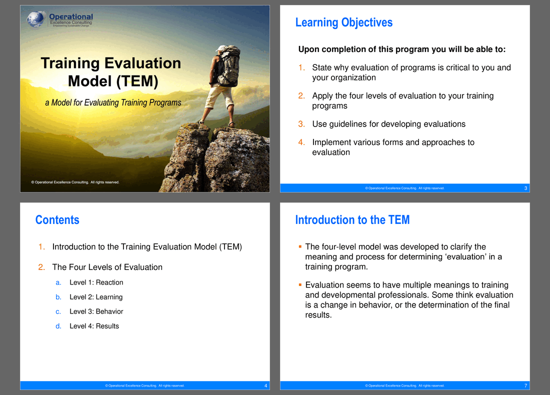 Training Evaluation Model (TEM) (71-slide PPT PowerPoint presentation (PPTX)) Preview Image