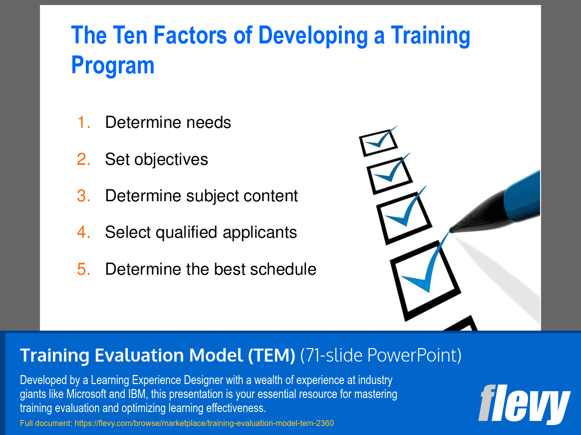 Training Evaluation Model (TEM) (71-slide PPT PowerPoint presentation (PPTX)) Preview Image