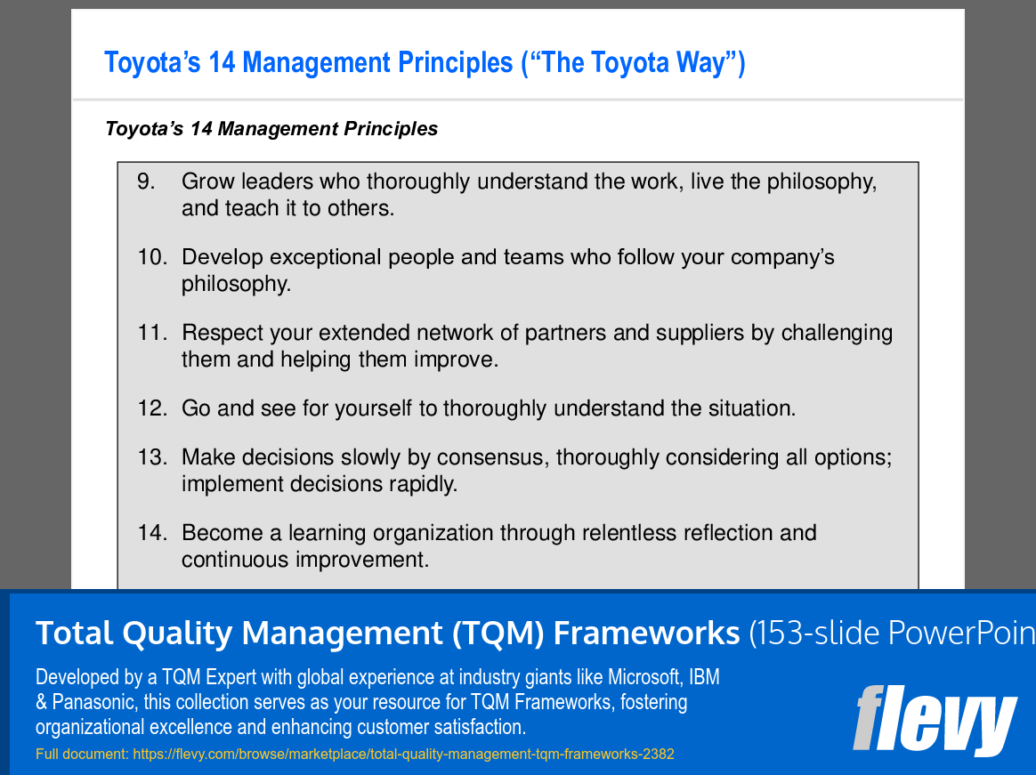 Total Quality Management (TQM) Frameworks (153-slide PPT PowerPoint presentation (PPTX)) Preview Image