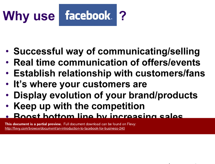 An Introduction to Facebook for Business (43-slide PPT PowerPoint presentation (PPTX)) Preview Image
